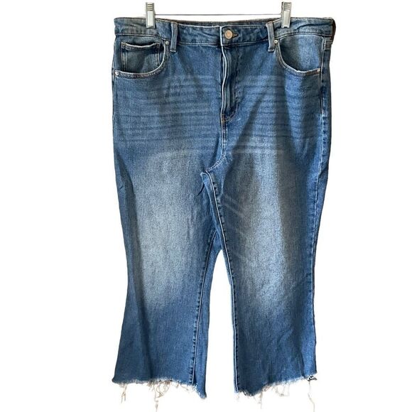 No Boundaries Junior High Rise Wide Leg Jeans Frayed Faded Size 17 - Picture 1 of 11
